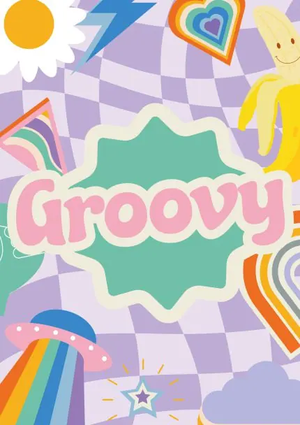 Groovy Retro Damalı Kolaj