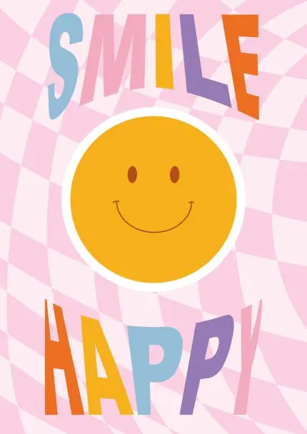 Pembe Damalı Gülen Yüz Smile Happy