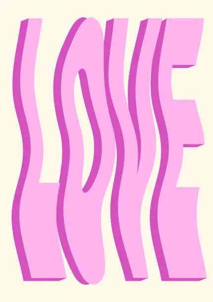 Dalgalı Pembe Love Yazısı