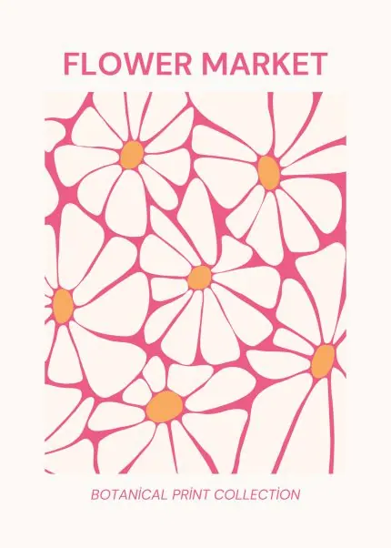 Pembe Papatya Deseni Çiçek Pazarı
