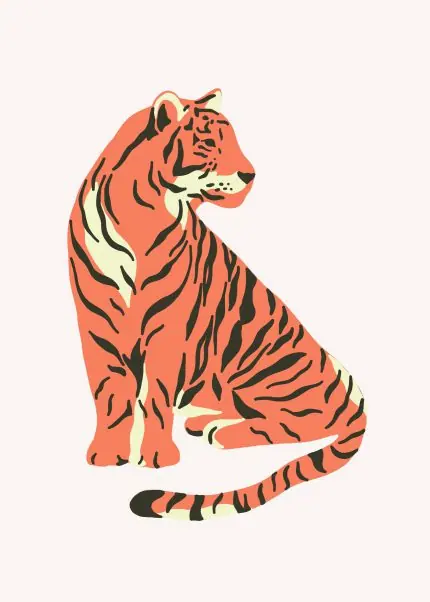 Oturan Turuncu Bengal Kaplanı