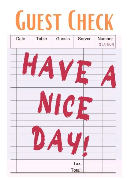 Guest Check Have a Nice Day Fişi