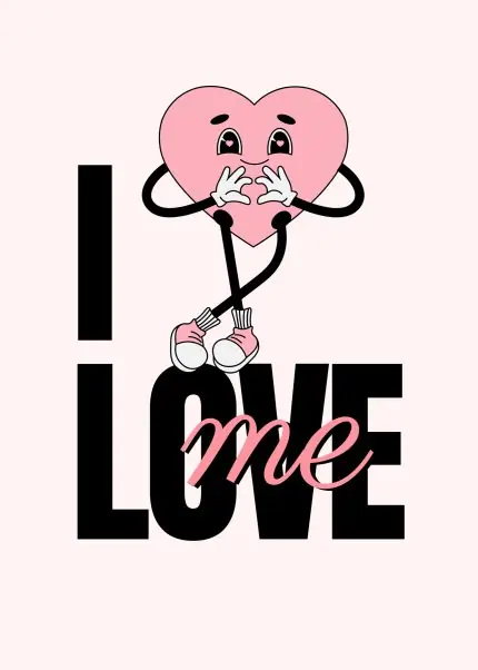 I Love Me Kalp Karakterli Tipografi