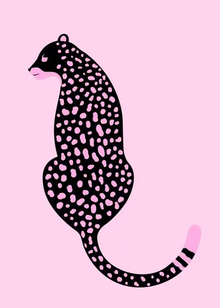 Pembe Zeminde Benekli Siyah Leopar