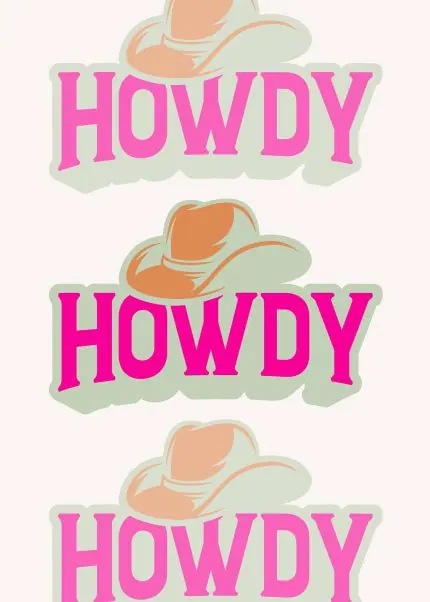 Kovboy Şapkalı Howdy Yazı Tekrarı