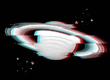 Glitch Efektli Halkalı Gezegen