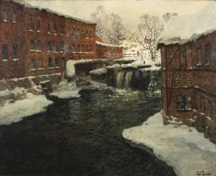 Thaulow Karlı Nehir Manzarası