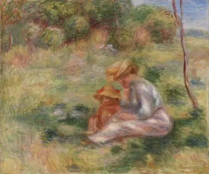 Renoir Çimende Oturan Kadın