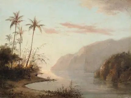 Pissarro Tropikal Nehir Gün Batımı
