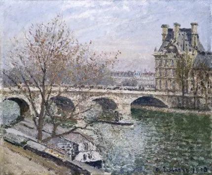 Pissarro Louvre ve Seine Köprüsü