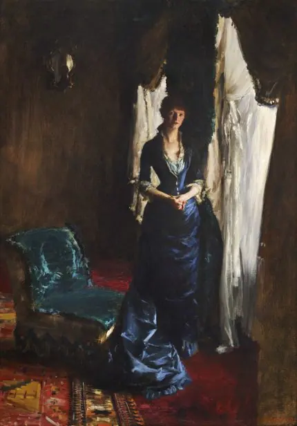 Sargent Mavi Elbiseli Kadın
