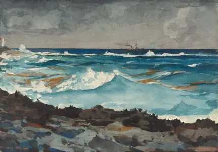 Winslow Homer Kayalıkta Dalga