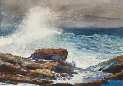 Winslow Homer Kayalıklarda Köpüklü Dalga