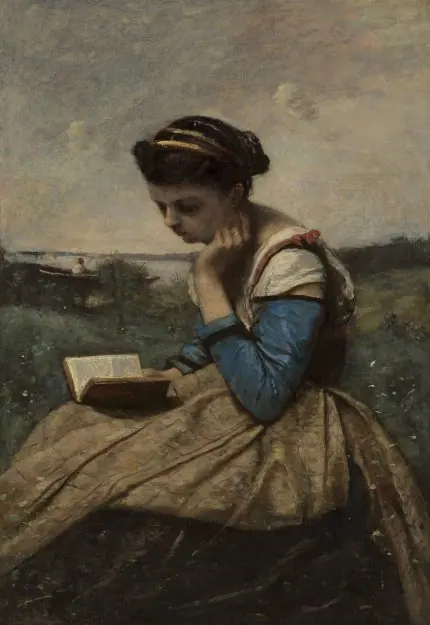 Corot Kitap Okuyan Kadın