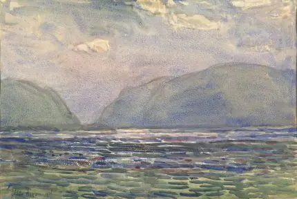 Hassam Pastel Deniz ve Dağlar