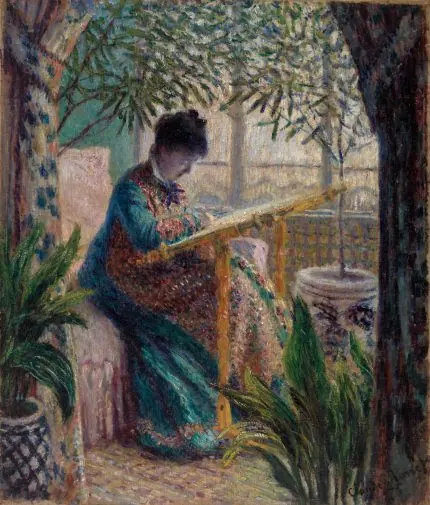 Monet Nakış İşleyen Kadın