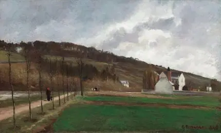 Pissarro Kır Yolu ve Evler