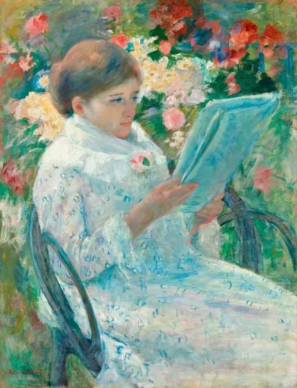 Cassatt Bahçede Kitap Okuyan Kadın