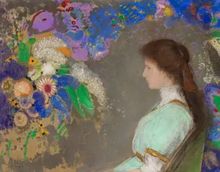 Odilon Redon Çiçekli Profil